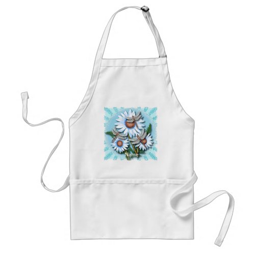 Dragonfly Blue Daisies flowers  Adult Apron