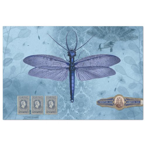 Dragonfly Blue Decoupage Tissue Paper
