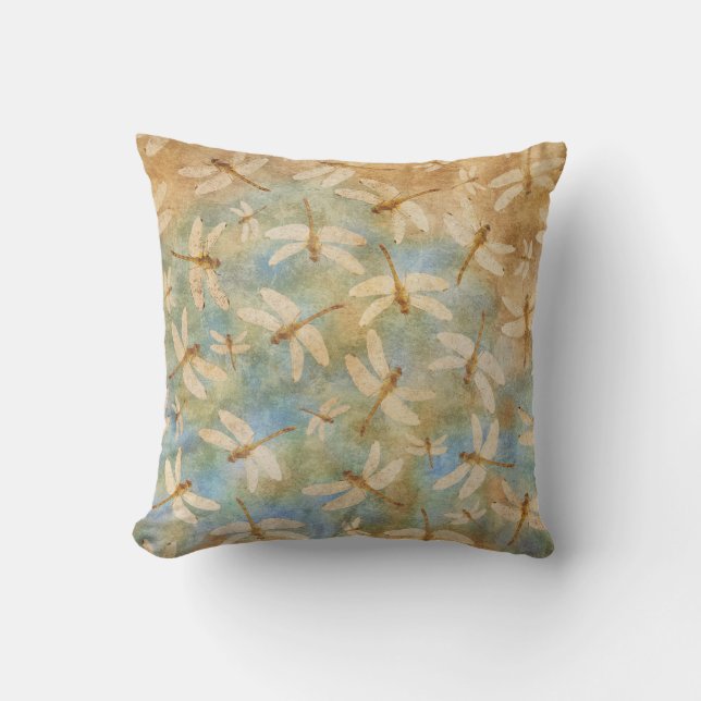 Dragonfly Blue Outdoor Pillow (Front)