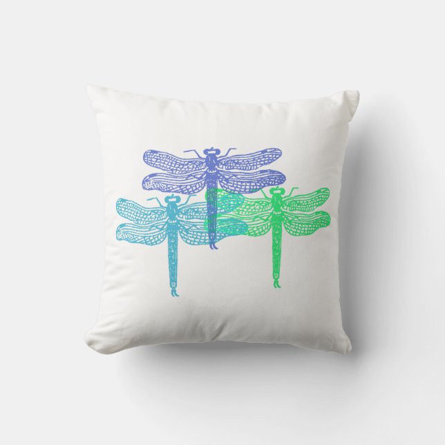 Dragonfly Blues Pillow (Front)