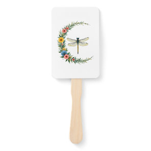 Dragonfly Boho Crescent Moon Peace Sign Hippie Dra Hand Fan
