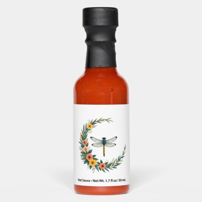 Dragonfly Boho Crescent Moon Peace Sign Hippie Dra Hot Sauces (Front)