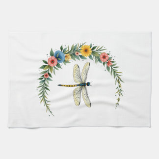 Dragonfly Boho Crescent Moon Peace Sign Hippie Dra Kitchen Towel
