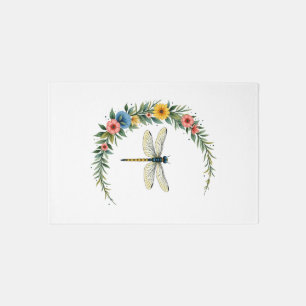 Dragonfly Boho Crescent Moon Peace Sign Hippie Dra Rug