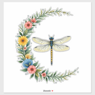 Dragonfly Boho Crescent Moon Peace Sign Hippie Dra Sticker