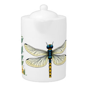 Dragonfly Boho Crescent Moon Peace Sign Hippie Dra Teapot