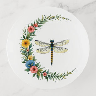 Dragonfly Boho Crescent Moon Peace Sign Hippie Dra Trinket Tray