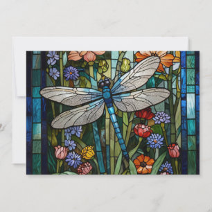 Dragonfly boho floral botanical stain glass invitation