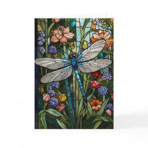 Dragonfly boho floral botanical stain glass invitation
