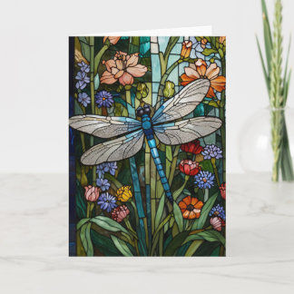 Dragonfly boho floral botanical stain glass invitation