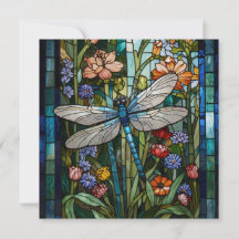 Dragonfly boho floral botanical stain glass