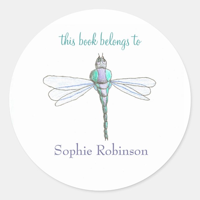 Dragonfly bookplate - "this book belongs to" (Front)