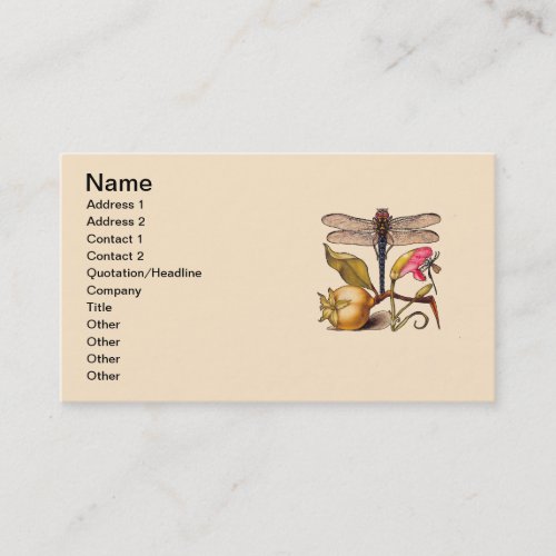 Dragonfly, Pear, Carnation, and Insect Business Card Template