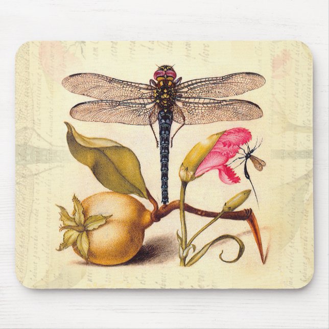Dragonfly Botanical Nature Wildlife Mouse Pad (Front)