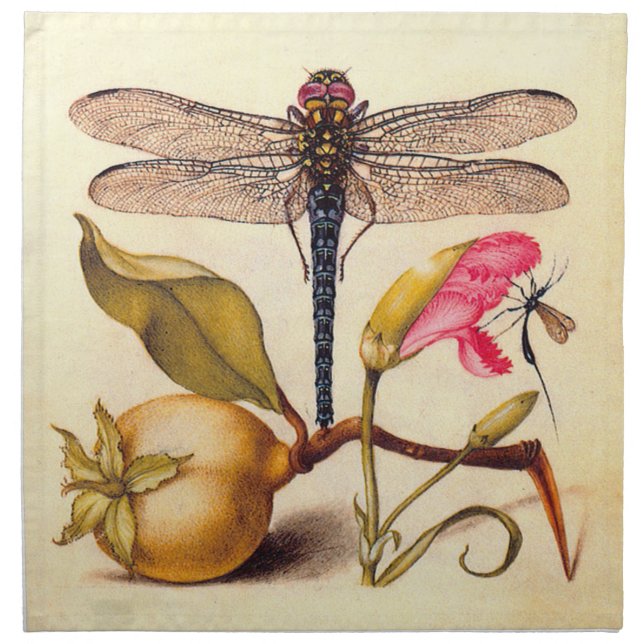 Dragonfly Botanical Nature Wildlife Napkin (Front)