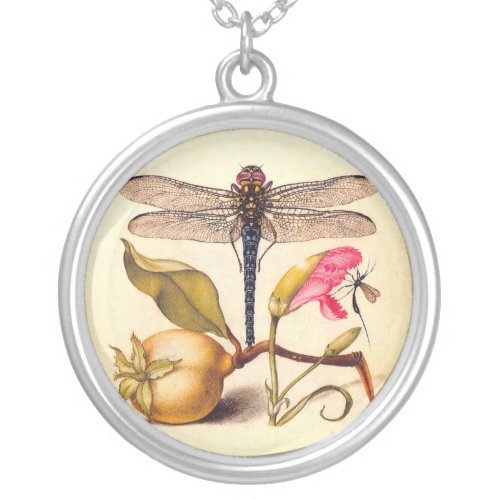 Dragonfly Botanical Nature Wildlife Silver Plated Necklace