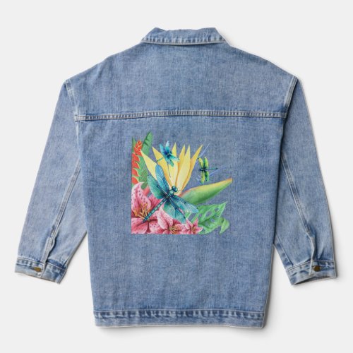 Dragonfly Botanical Paradise  Denim Jacket