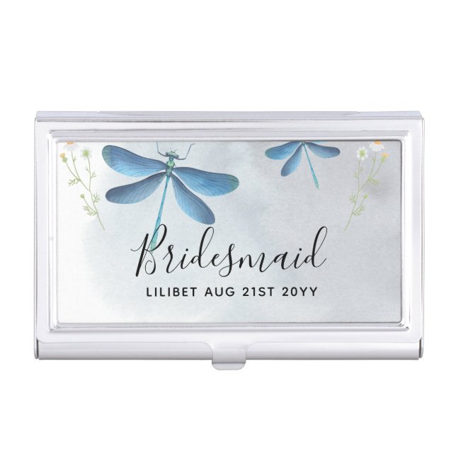 DragonFly BRIDESMAID Bridal Party Personalized Business Card Case (Front)