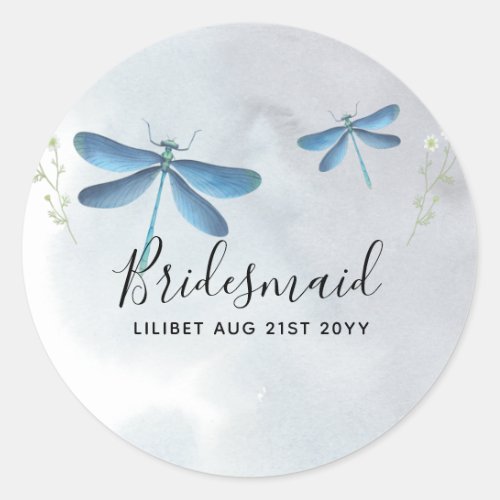 DragonFly BRIDESMAID Bridal Party Personalized Classic Round Sticker