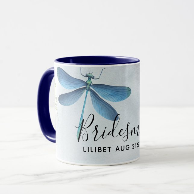 DragonFly BRIDESMAID Bridal Party Personalized Mug (Front Left)