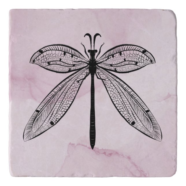 Dragonfly Bug Insect Lover Pink Trivet (Front)