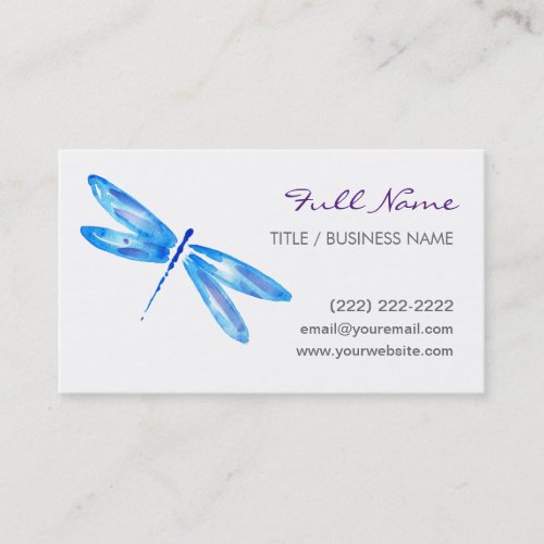 Dragonfly Business Cards  Blue Purple Watercolor