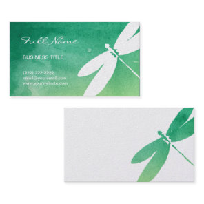 Dragonfly Business Cards | Green Yellow Watercolor