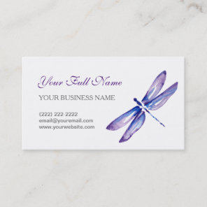 Dragonfly Business Cards | Purple Blue Watercolor