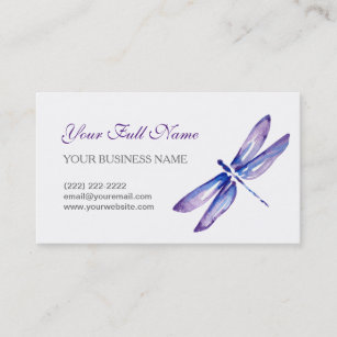 Dragonfly Business Cards   Purple Blue Watercolor