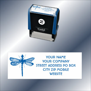 Dragonfly Business or Personal Address Self-inking Stamp