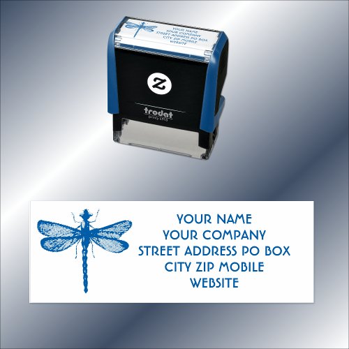Dragonfly  Business or  Personal Address Self_inking Stamp
