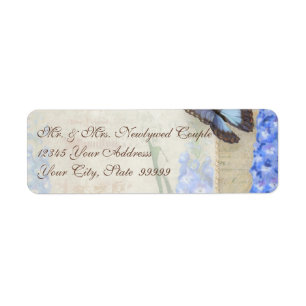Dragonfly Butterfly Delphinium n Poppy Floral Art Label