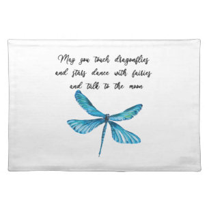 Dragonfly Butterfly Floral print Gift saying woman Cloth Placemat