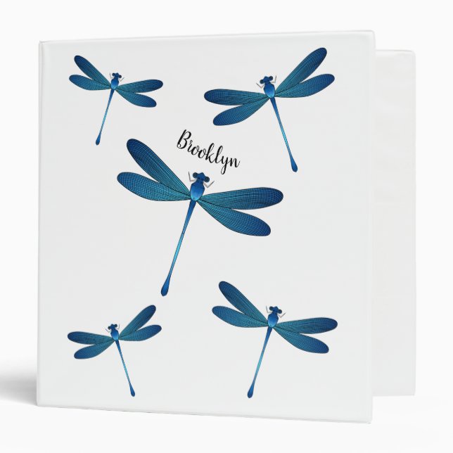 Dragonfly cartoon illustration 3 ring binder (Front/Inside)