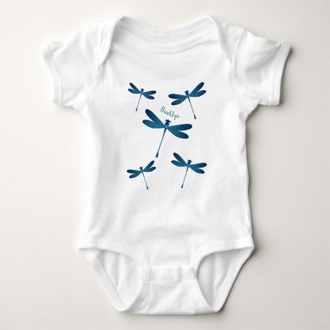 Dragonfly cartoon illustration  baby bodysuit (Front)