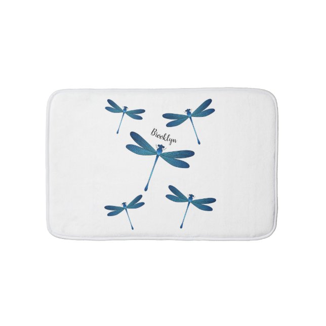 Dragonfly cartoon illustration bath mat (Front)