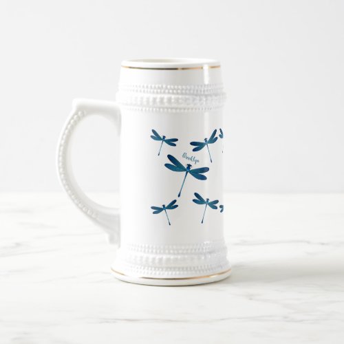 Dragonfly cartoon illustration  beer stein