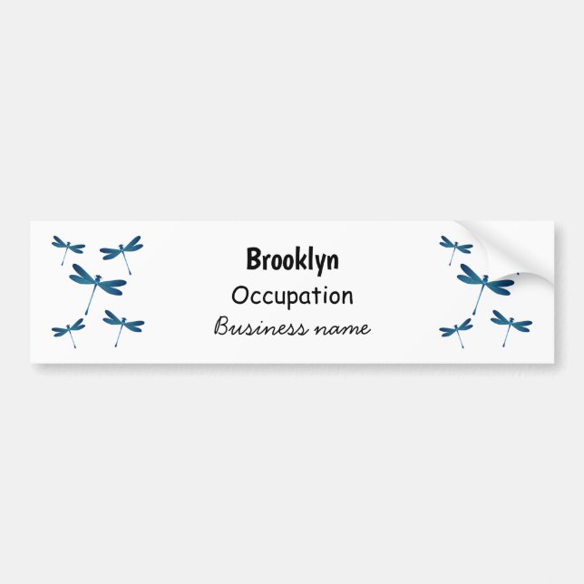 Dragonfly cartoon illustration bumper sticker (Front)