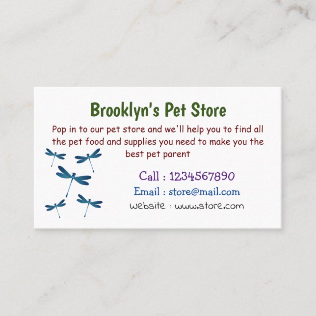 Dragonfly cartoon illustration business card (Front)