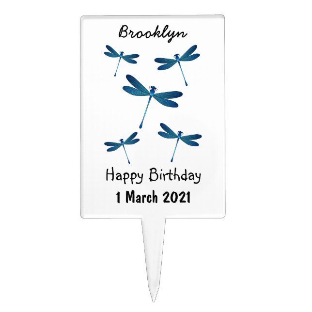 Dragonfly cartoon illustration cake topper (Front)