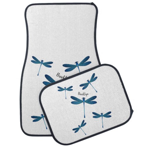 Dragonfly cartoon illustration  car floor mat