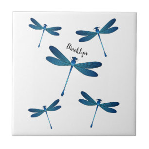 Dragonfly cartoon illustration ceramic tile