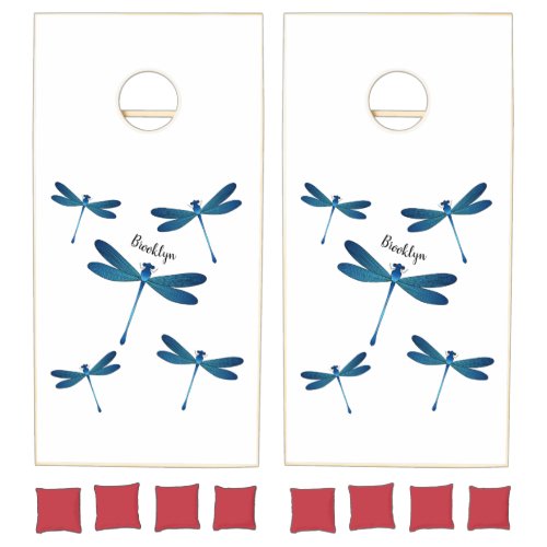 Dragonfly cartoon illustration cornhole set