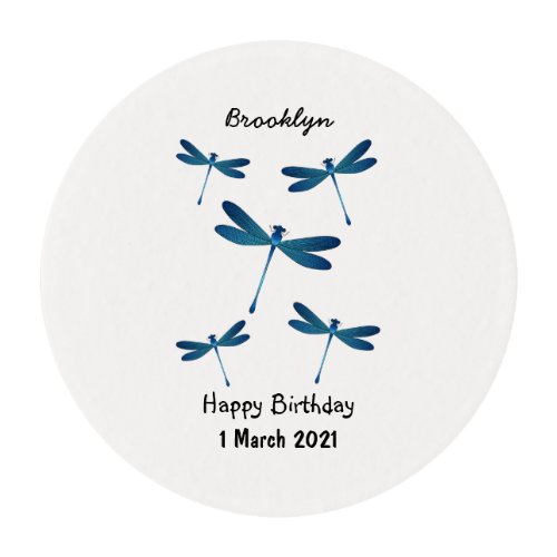 Dragonfly cartoon illustration edible frosting rounds