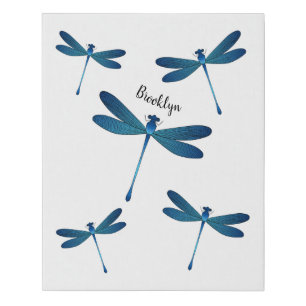 Dragonfly cartoon illustration faux canvas print