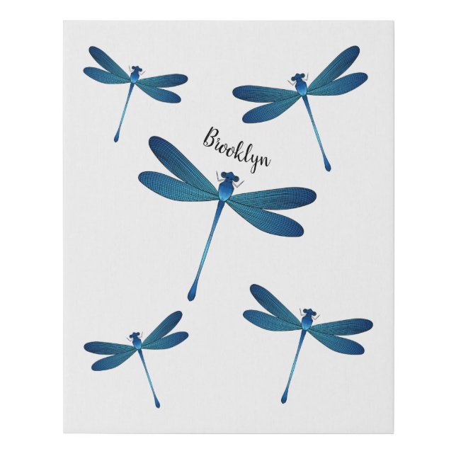 Dragonfly cartoon illustration  faux canvas print (Front)