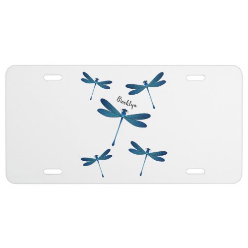 Dragonfly cartoon illustration license plate