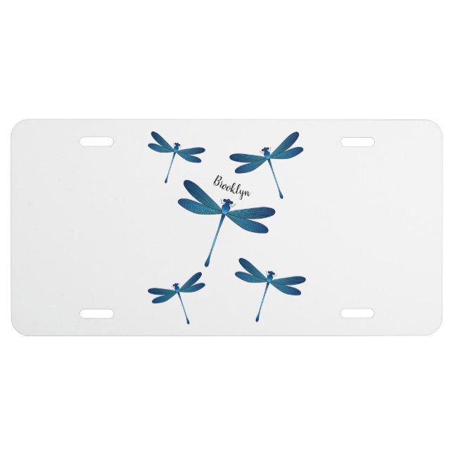 Dragonfly cartoon illustration license plate (Front)