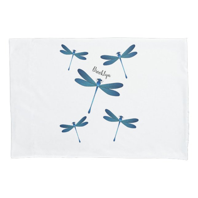 Dragonfly cartoon illustration pillow case (Front)