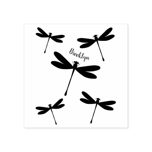 Dragonfly cartoon illustration rubber stamp (Imprint)